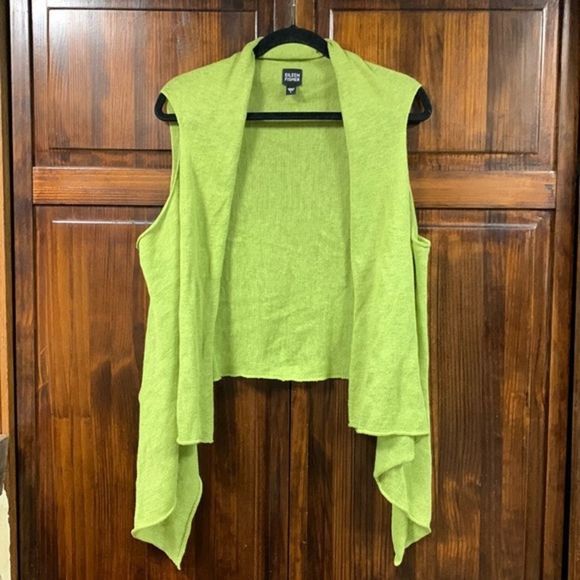 Eileen Fisher Sweaters - Eileen Fisher green open front knit cropped sweater vest size large